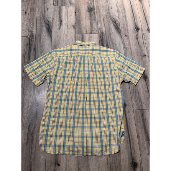 Tommy Hilfiger Men’s M Button-down Short Sleeve Yellow Blue Red Plaid Pigment Di - Picture 5 of 6